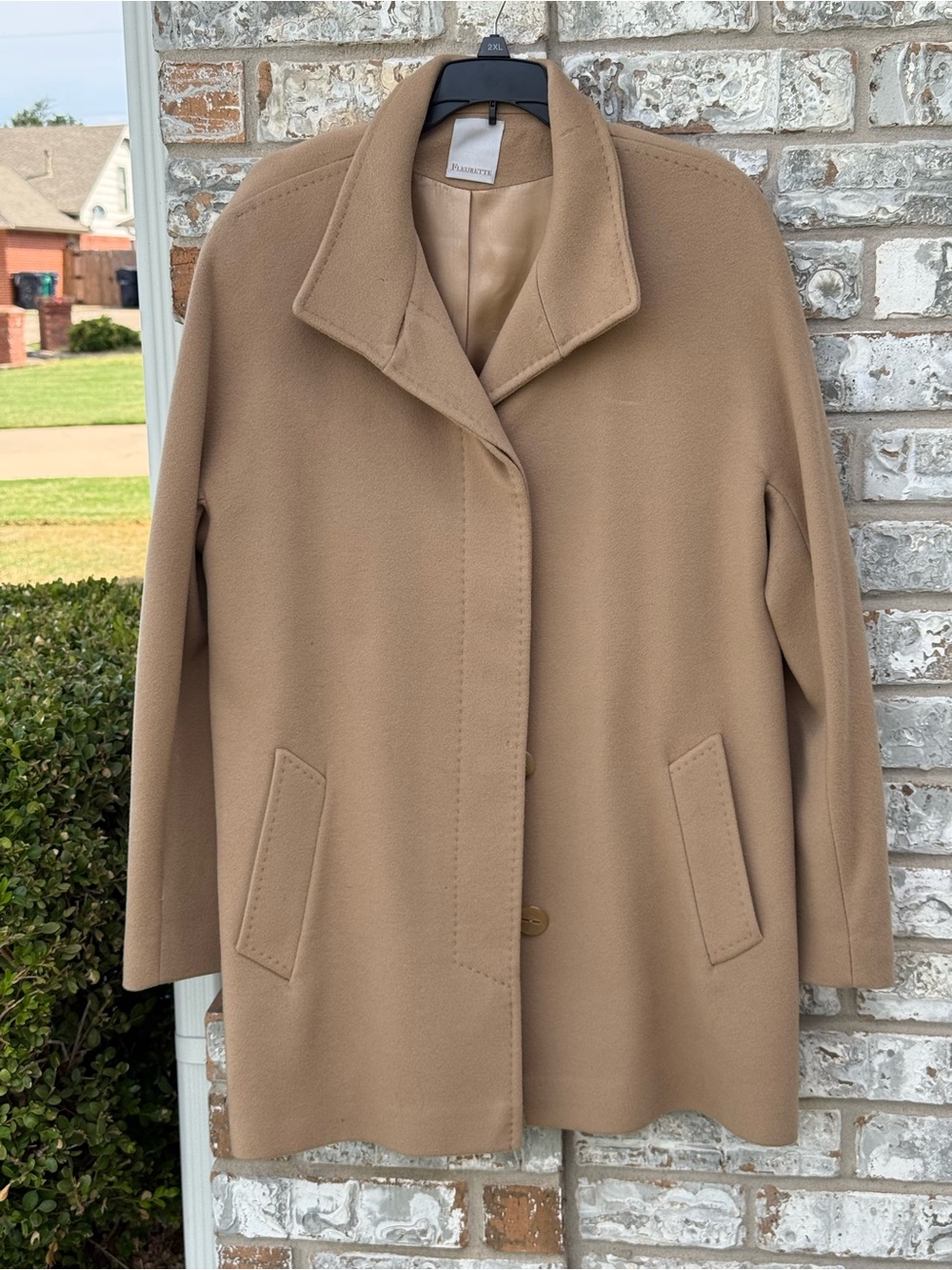 Loro Piana Luxury Women's 100% Cashmere Camel Pea Coat